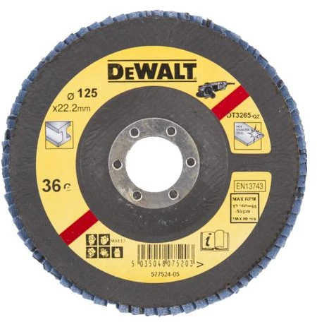 Išlenktas plokštelinis pjovimo diskas, 125/22,23 mm, G36, DeWALT [DT3265-QZ]