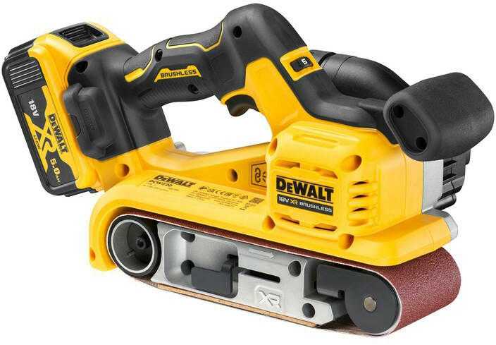 Juostinis šlifuoklis DeWalt DCW220P2-QW; 18 V; 2x5,0 Ah akum.