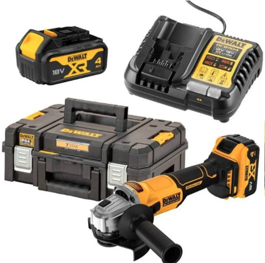 Kampinis šlifuoklis DeWalt DCG407M2T-QW; 125 mm; 18 V; 2x4,0 Ah akum.