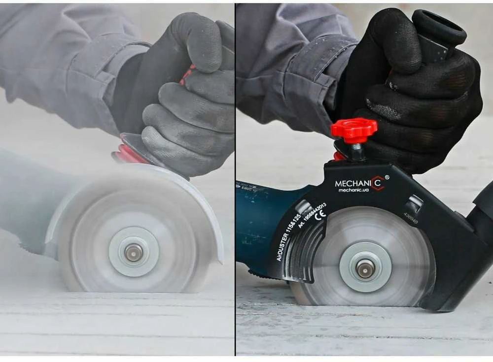 Pjovimo dulkių nusiurbimo priedas Mechanic AirDuster V2.0 115-125mm kampiniam šlifuokliui