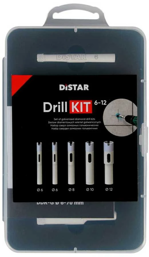 Distar DrillKIT 5vnt. 6-12mm karūnėlių komplektas dėžutėje, šlapiam plytelių gręžimui