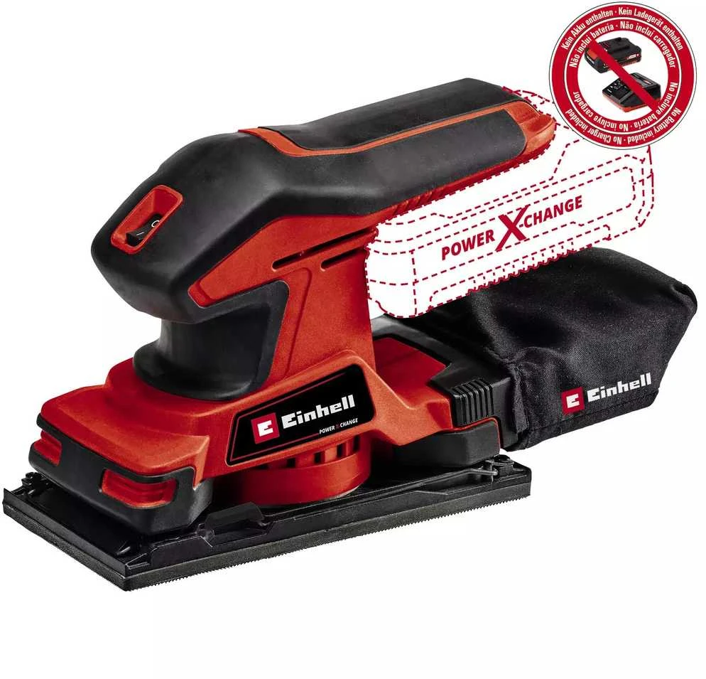 Einhellakc Akumuliatorinis vibracinis šlifuoklis EINHELL TC-OS 18/187 Li Solo, 18 V, 187 x 97 mm, be akumuliat.