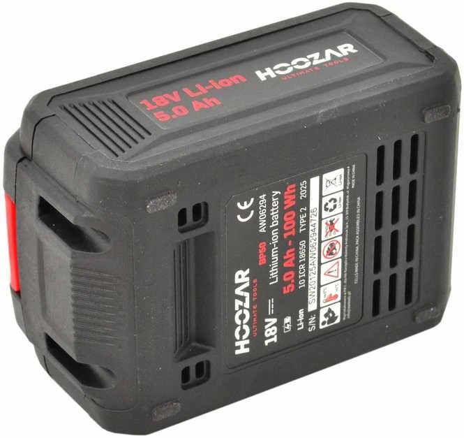 HOOZAR 18V 5.0Ah BP50 akumuliatorius su techniniais duomenimis