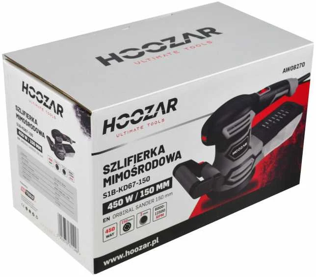 HOOZAR šlifuoklis ekscentrinis 150mm 450W Z RĄCZKĄ