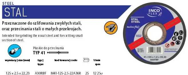 Inco Flex INCOFLEX METALO PJOVIMO DISKAS 125 x 2,5 x 22,2 mm