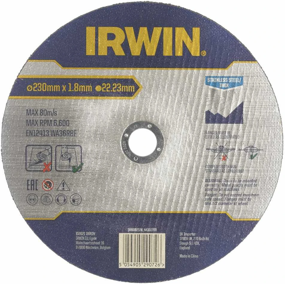 IRWIN PJOVIMO DISKAS METALUI/NERŪDIJANČIAM PLIENUI PLOKŠČIAS 230mm x 1,8mm x 22,23mm