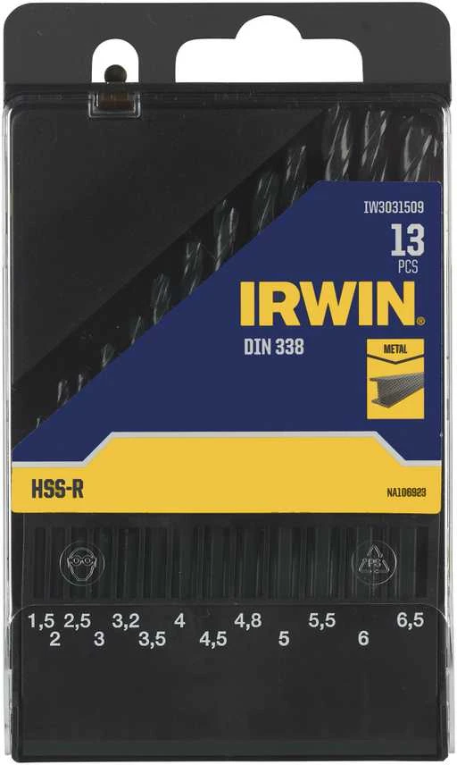 Grąžtas IRWIN METALO GRĄŽTŲ RINKINYS HSS-R, 13 vnt. (1,5-6,5 mm)