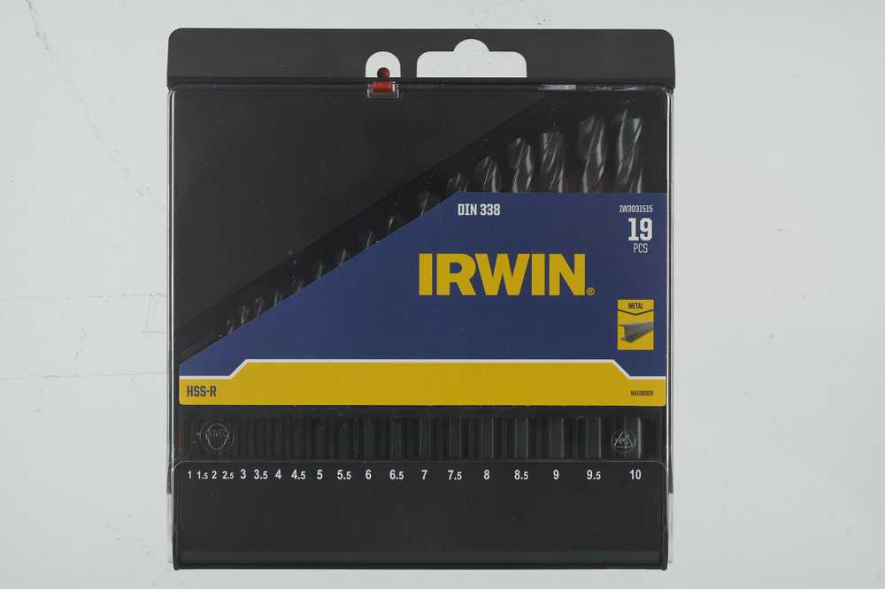 Irwin grąžtas IRWIN DRILL METAL HSS-R DIN338 rinkinys, 19 vnt. 1-1,5-2-2,5-3-3,5-4-4,5-5-5,5-6-6,5-7-7,5-8-8,5-9-9,5-1