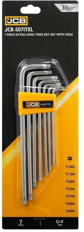 JCB TORX 7szt. /B.DŁ. T10-T40 Z OTWOREM