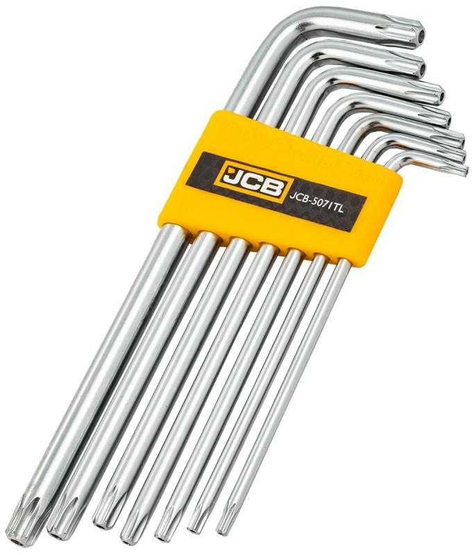Jonnesway JCB Rinkinys KLUCZY TORX długich su OTWOREM 7 vnt T10H-T40H typu L Cr-V