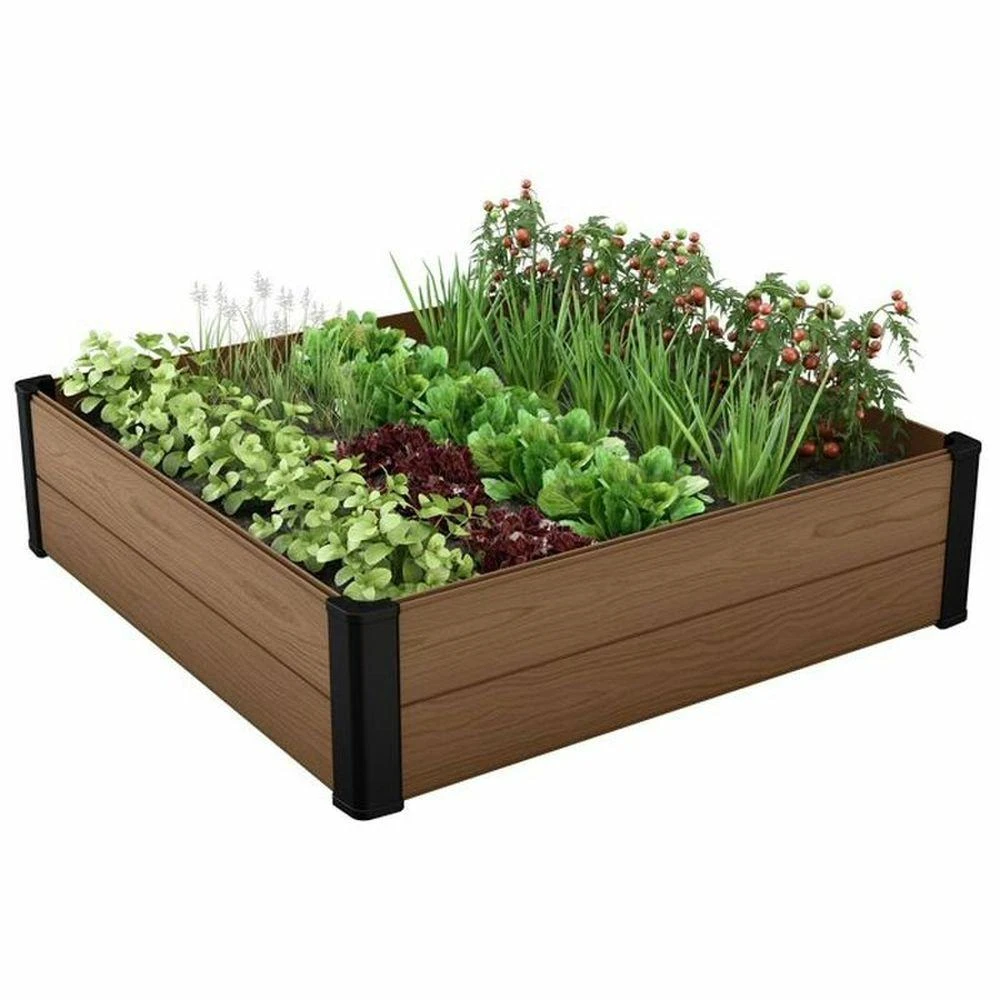 Keter plastikinė pakelta lysvė, klevo spalvos, 106x106x32, atspari oro sąlygoms, 249299