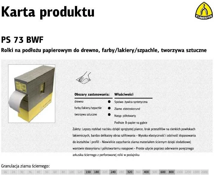 Šlifavimo popierius ant porolono KLINGSPOR PS 73 BWF 115x25000 P 180