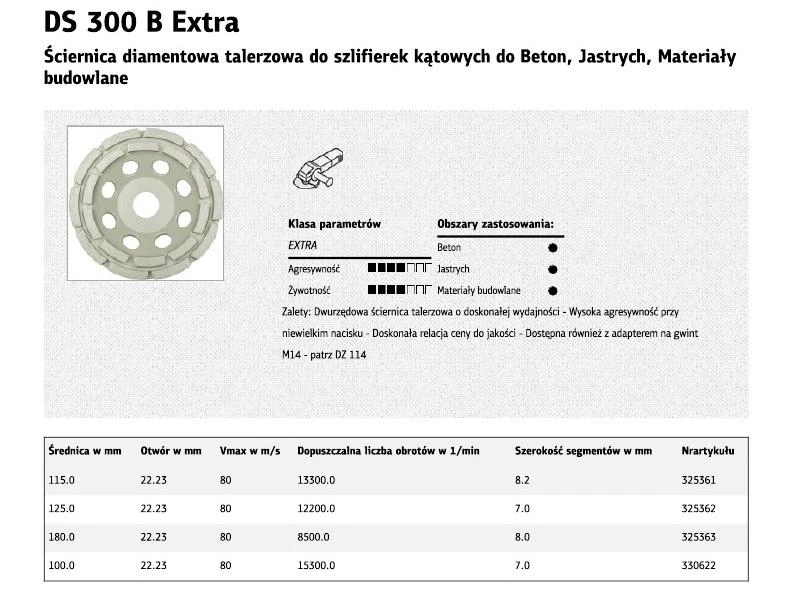 KLINGSPOR DEIMANTINIS DISKAS BETONO ŠLIAVIMUI SEGMENTINIS 125x7x22 DS300B