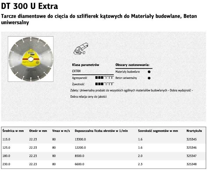 Tarcza Deimantinis pjovimo diskas Klingspor DT 300 U Extra; 125x1,6x22,23 mm