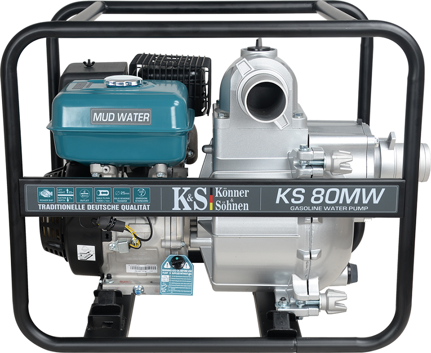 Konner & Sohnen KÖNNER &amp; SÖHNEN KS BENZININIS VANDENS SIURBLYS KS 80MW LABAI UŽTERŠTAM VANDENIUI 1000 l/min