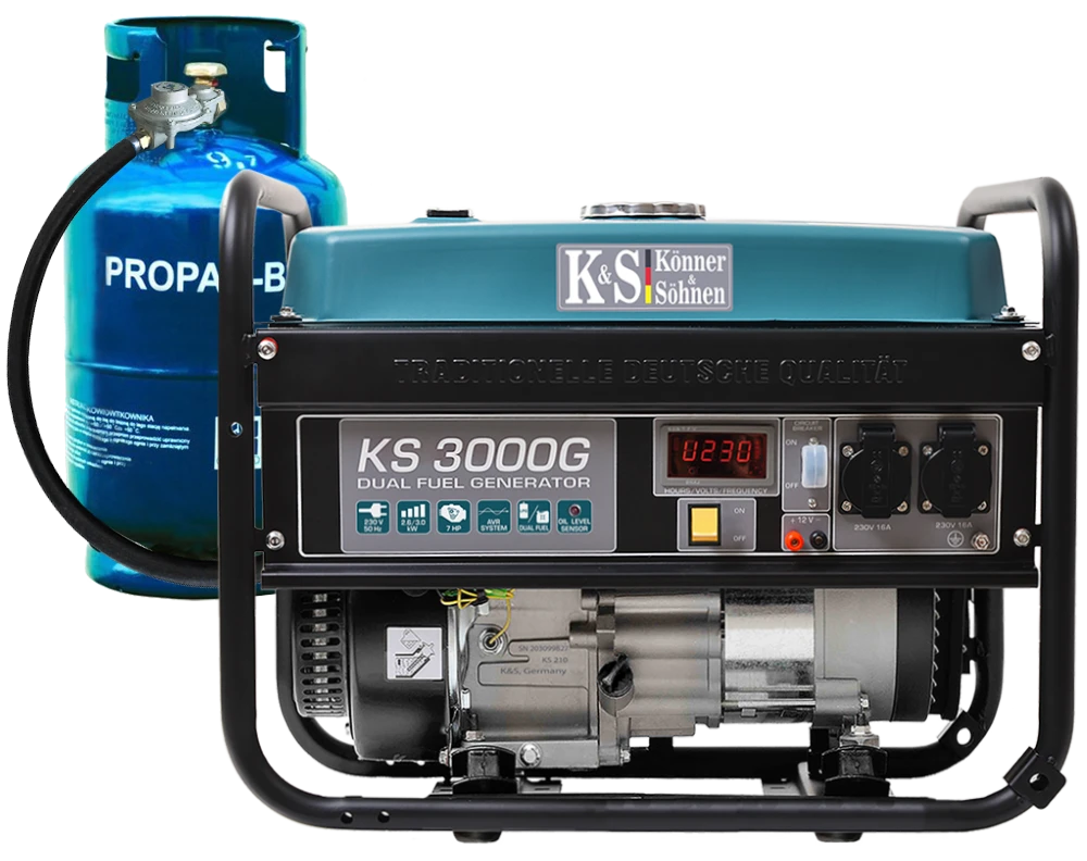 Hibridinis (benzinas/dujos) generatorius Könner & Söhnen, 2,6kW 230V KS 3000 G