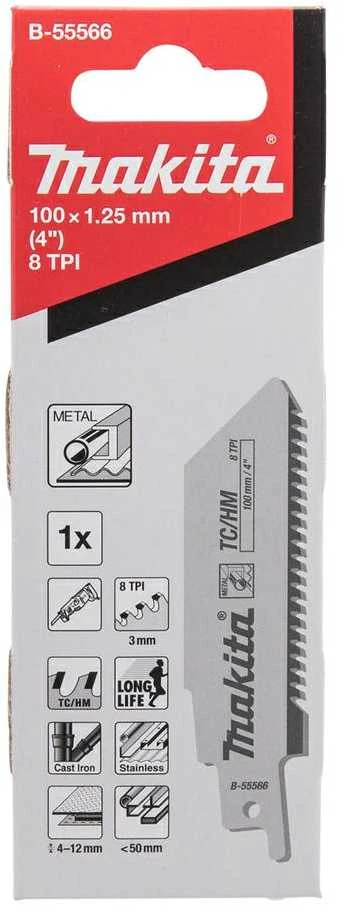 Makita Tiesinio pjūklo pjūklelis TC/HM 100x1,25mm (8tpi), 1Vnt., Metalui B-55566