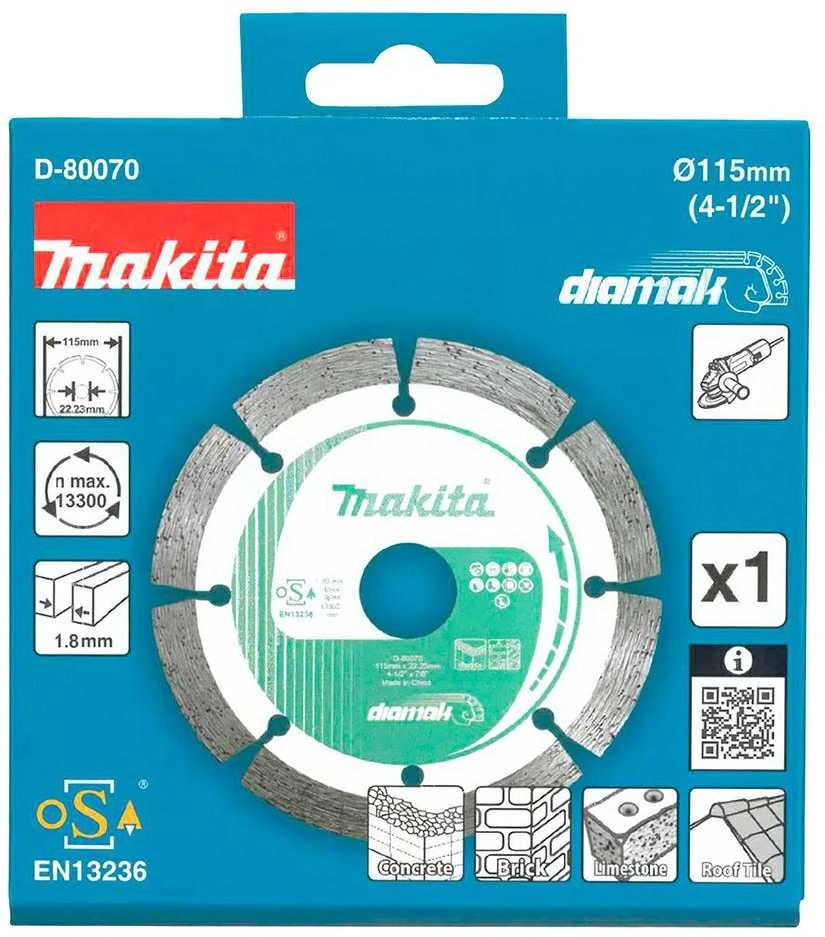 MAKITA DEIMANTINIS DISKAS 115×22,23mm SEGMENTINIS (SAUSAM PJOVIMUI) BETONUI, PLYTOMS, MARMURUI
