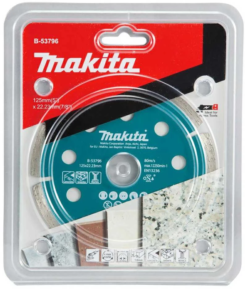 MAKITA DEIMANTINIS DISKAS 125×22,23mm SEGMENTINIS (SAUSAM PJOVIMUI) BETONUI, GRANITUI, MARMURUI