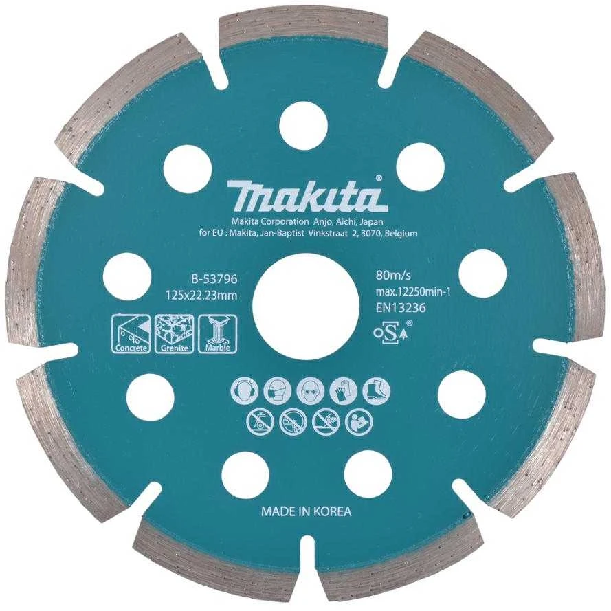 MAKITA DEIMANTINIS DISKAS 125×22,23mm SEGMENTINIS (SAUSAM PJOVIMUI) BETONUI, GRANITUI, MARMURUI