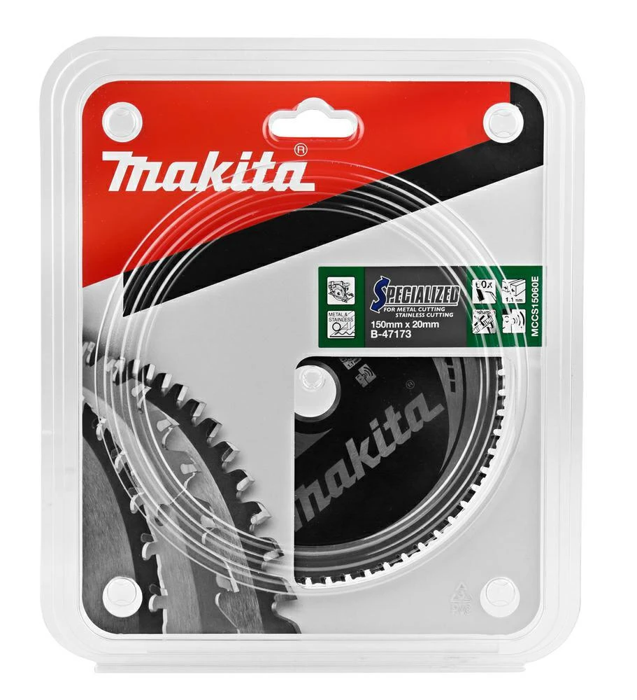 Makita T.C.T. pjūklas SPECIALIZED 150X1.1X20mm 0° T60 B-47173 T.C.T • 150 x20 mm • T60 • 0° • Metalui/Nerūd. plienui
