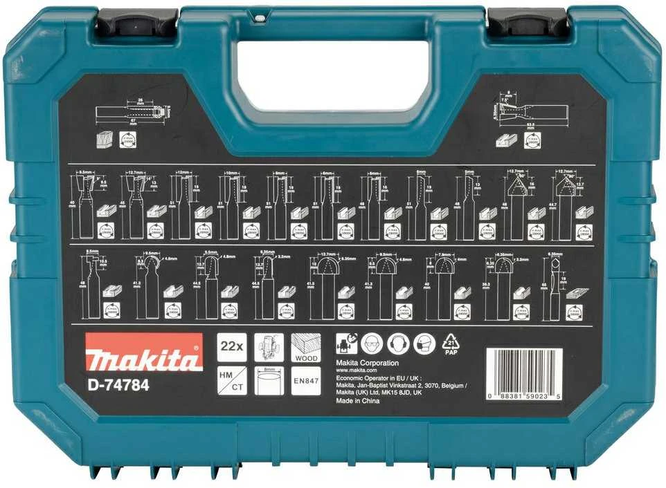 Makita 22 vnt. griovelių frezų rinkinys D-74784