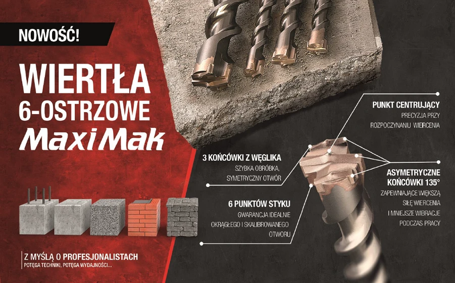 MAKITA SDS MAX grąžtas 18x 400x 540mm MAXI MAK 6-pjaunantis