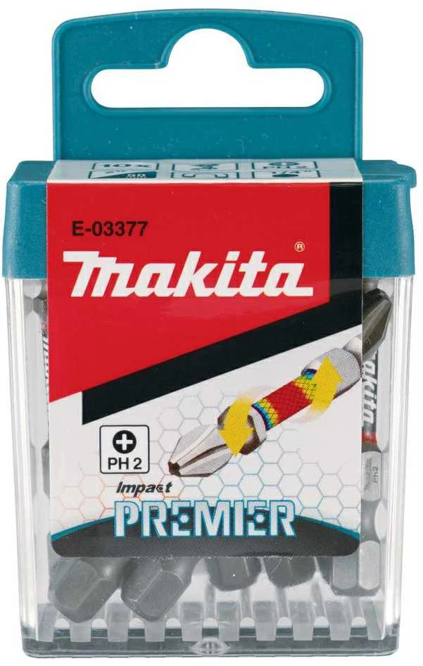 Makita Torsion sukimo antgalis (E-form), PH2-50mm, 10vnt. Impact Premier E-03377 PH2 • 50 mm • 1/4" • 10 vnt