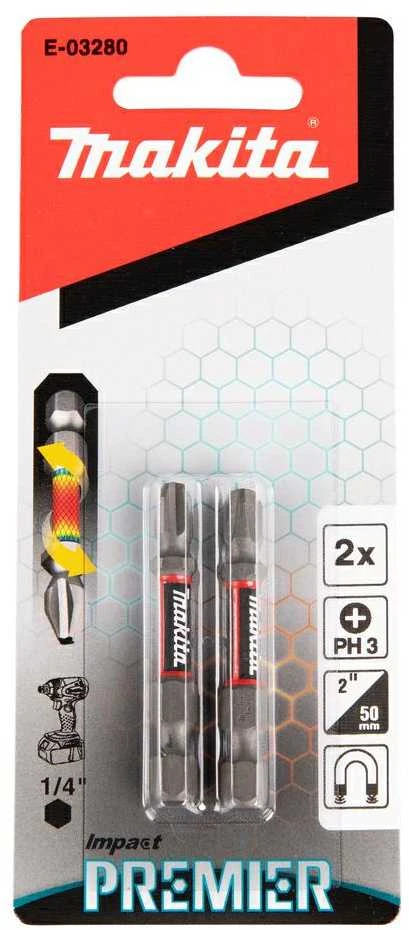 Makita Torsion sukimo antgalis (E-form), PH3-50mm, 2vnt. Impact Premier E-03280 PH3 • 50 mm • 1/4" • 2 vnt