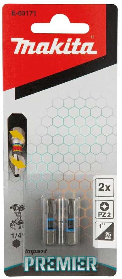 Makita Torsion sukimo antgalis (C-form), PZ2-25mm, 2vnt. Impact Premier E-03171 PZ2 • 25 mm • 1/4" • 2vnt