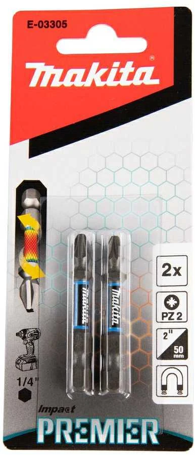 Makita Torsion sukimo antgalis (E-form), PZ2-50mm, 2vnt. Impact Premier E-03305 PZ2 • 50 mm • 1/4" • 2 vnt