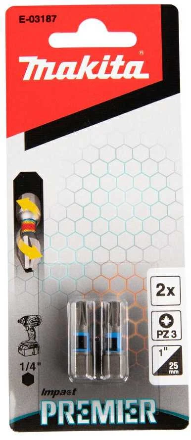 Makita Torsion sukimo antgalis (C-form), PZ3-25mm, 2vnt. Impact Premier E-03187 PZ3 • 25 mm • 1/4" • 2vnt