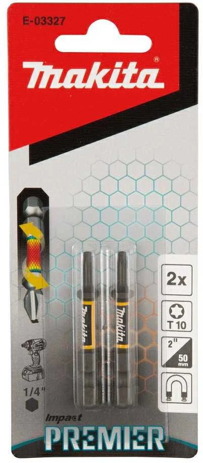 Makita Torsion sukimo antgalis (E-form), T10-50mm, 2vnt. Impact Premier E-03327 T10 • 50 mm • 1/4" • 2 vnt