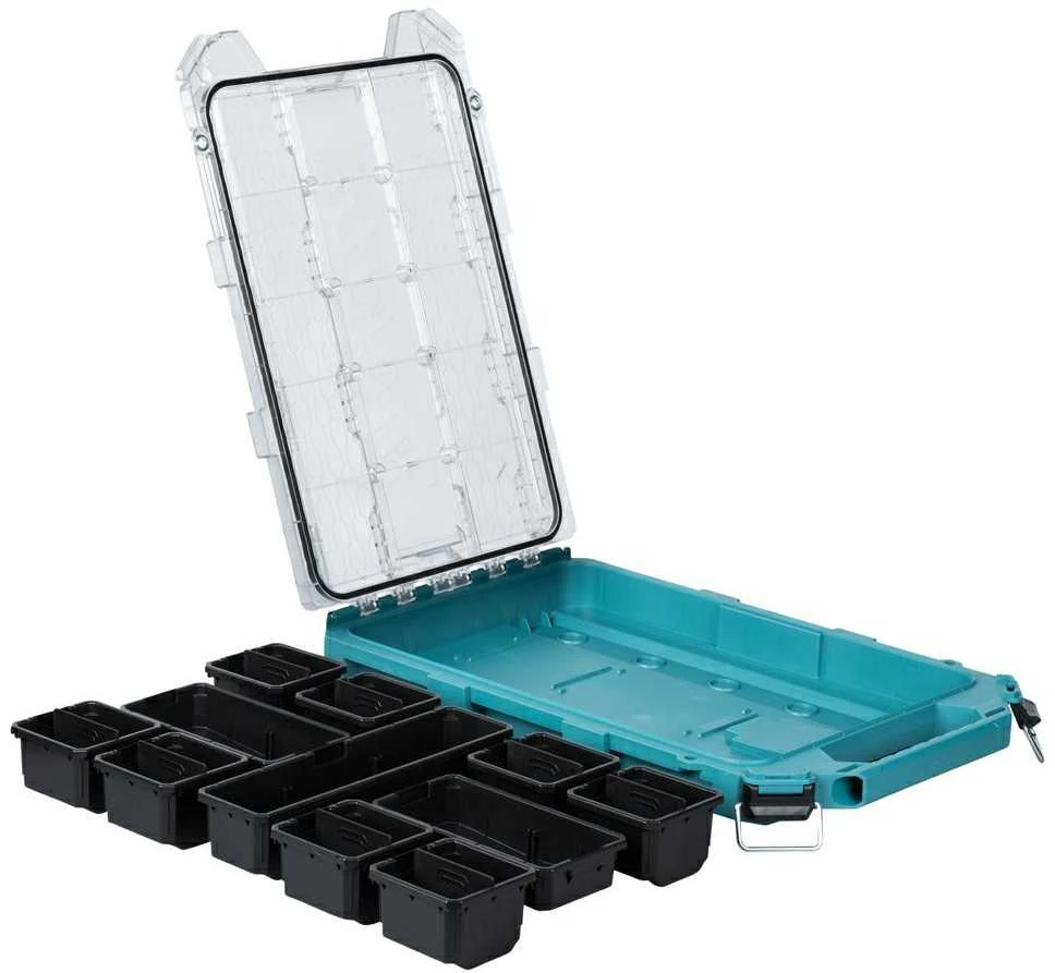 Makita Žema vidutinio dydžio smulkių priedų dėžė P-91051 8,4 L, 387 × 596 × 85 mm