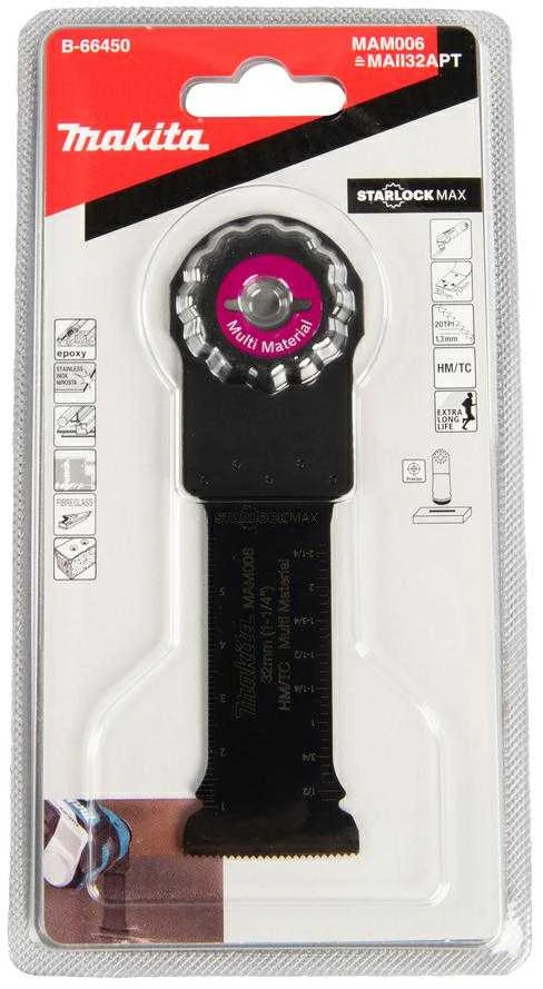 Makita Įgilinamieji pjovimo diskai 32mm B-66450 Starlock Max • 20 TPI • TC / HM • MAM006 • Įvairioms medžiagoms