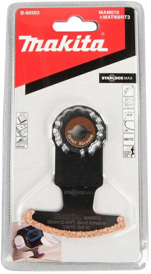 Makita Multitool HM segmentiniai ašmenys 68mm B-66503 Starlock Max • 30G • TC / HM RIFF • MAM010 • cemento skiediniui, plytelių glaistui, stiklo pluoštui pašalinti