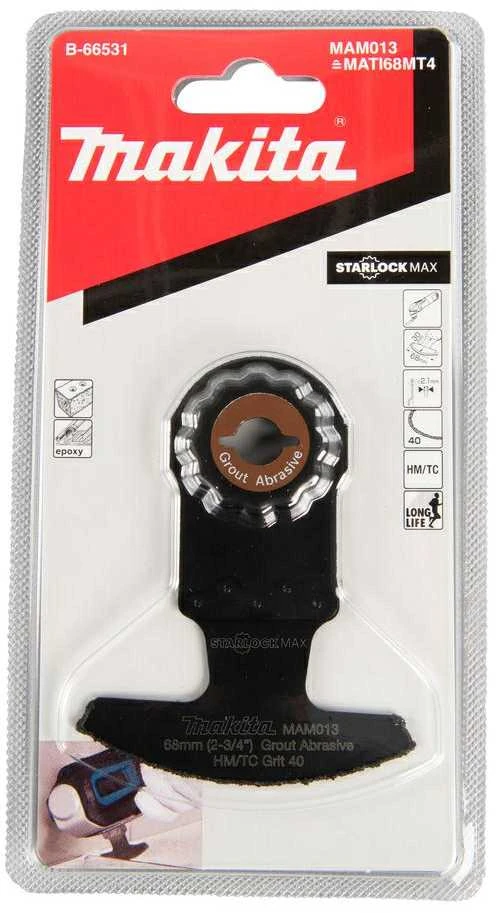 Makita Įgilinamieji pjovimo diskai 68mm B-66531 Starlock Max • 40G • TC / HM RIFF • MAM013 • cemento skiediniui, plytelių glaistui, stiklo pluoštui pašalinti.