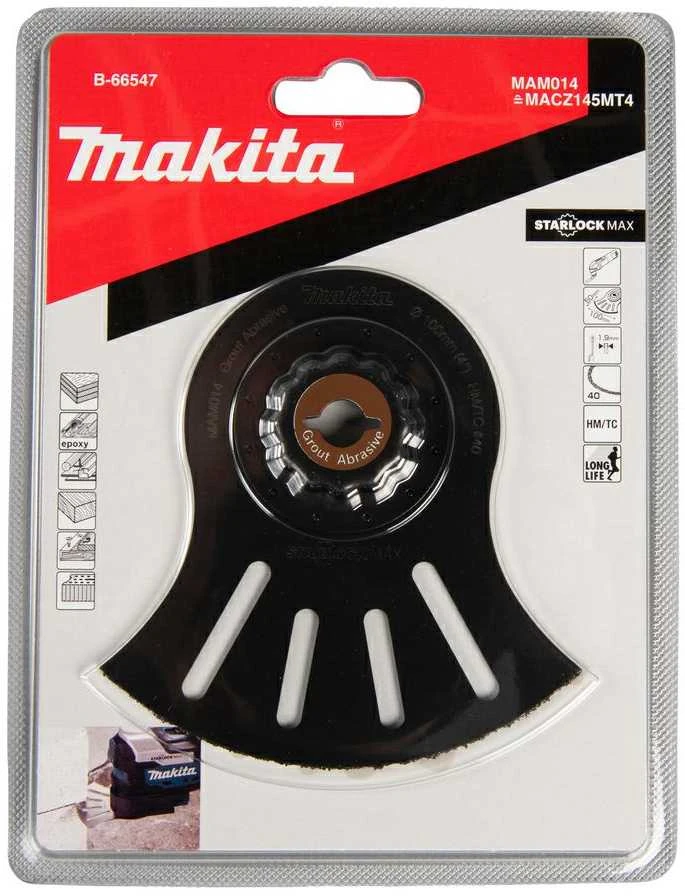 Makita Multitool segmentiniai ašmenys 100mm B-66547 Starlock Max • 40G • TC / HM RIFF • MAM014 • cemento skiediniui, plytelių glaistui, stiklo pluoštui pašalinti