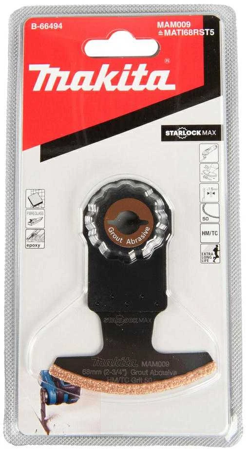 Makita Multitool HM segmentiniai ašmenys B-66494 Starlock Max • 50G • TC / HM RIFF • MAM009 • cemento skiediniui, plytelių glaistui, stiklo pluoštui pašalinti
