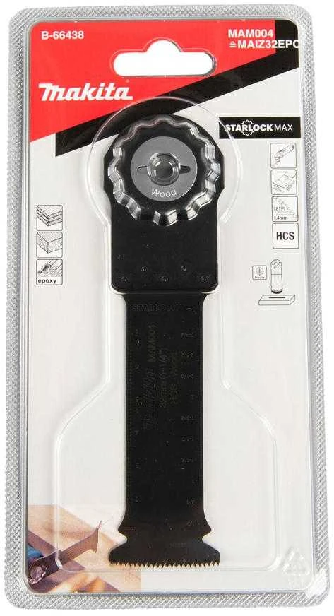 Makita Įgilinamieji pjovimo diskai 32mm B-66438 Starlock Max • 18 TPI • HCS • MAM004 • Medžiui