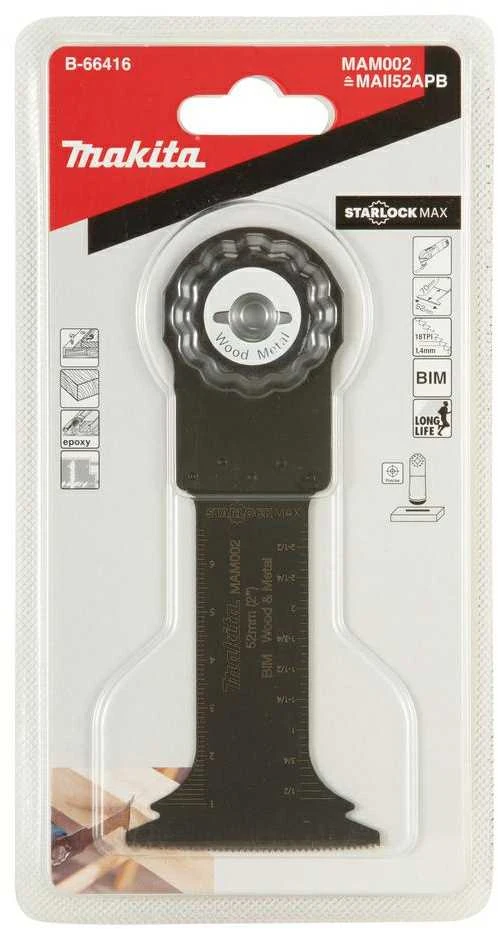 Makita Įgilinamieji pjovimo diskai 52mm B-66416 Starlock Max • 20 TPI • BiM • MAM002 • Medžiui / metalui