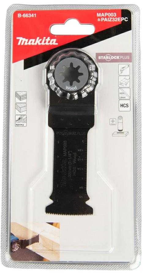 Makita Įgilinamieji pjovimo diskai 32mm B-66341 Starlock Plus • 18 TPI • HCS • MAP003 • medžiui