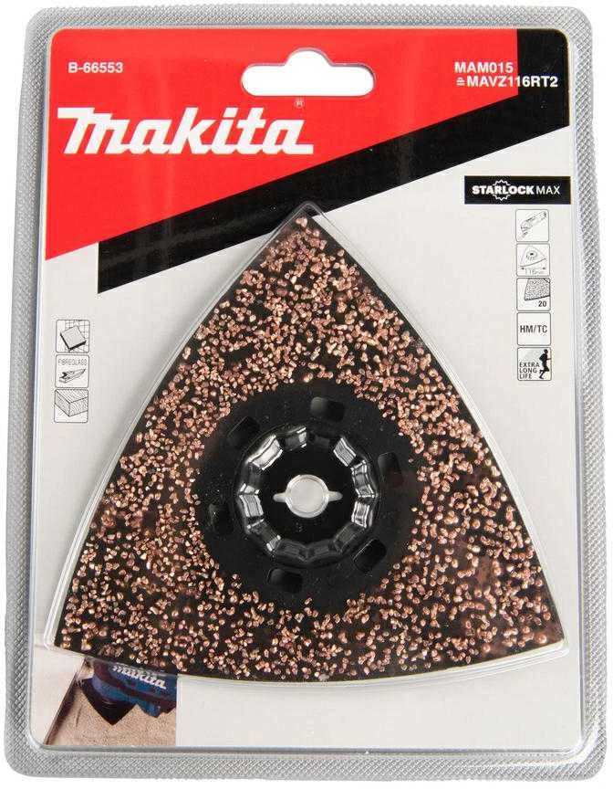Makita RIFF šlifavimo plokštė 116mm B-66553 Starlock Max • 20G • TC / HM RIFF • MAM015 • cemento skiediniui, plytelių glaistui, stiklo pluoštui pašalinti