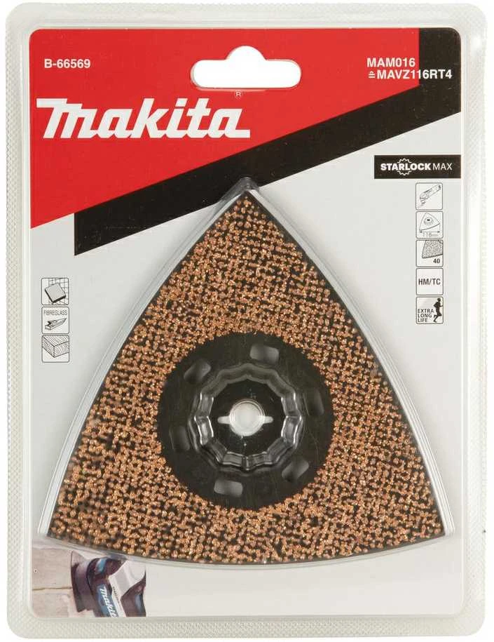 Makita RIFF šlifavimo plokštė 116mm B-66569 Starlock Max • 40G • TC / HM RIFF • MAM016 • cemento skiediniui, plytelių glaistui, stiklo pluoštui pašalinti