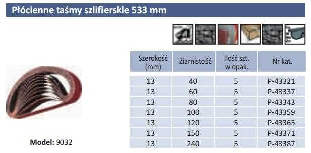 Makita Šlifavimo juosta 13X533 K40 (5Vnt.) 9032 P-43321