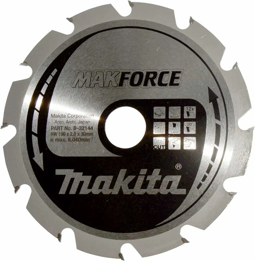 medžio pjovimo diskas, 190/30 mm, 12 dantų, Makforce, Makita [B-32144]