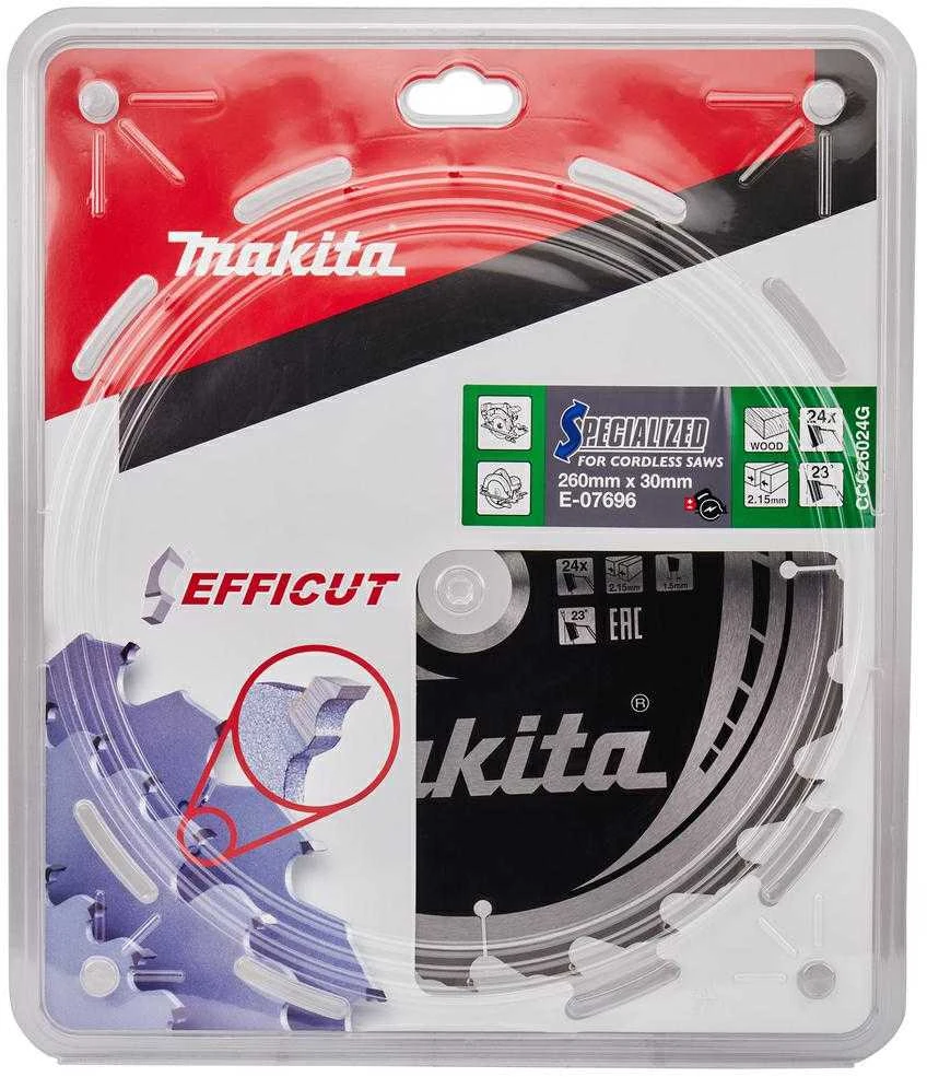 Makita T.C.T. pjūklas 260X2.15X30mm 23° T24 EFFICUT E-07696
