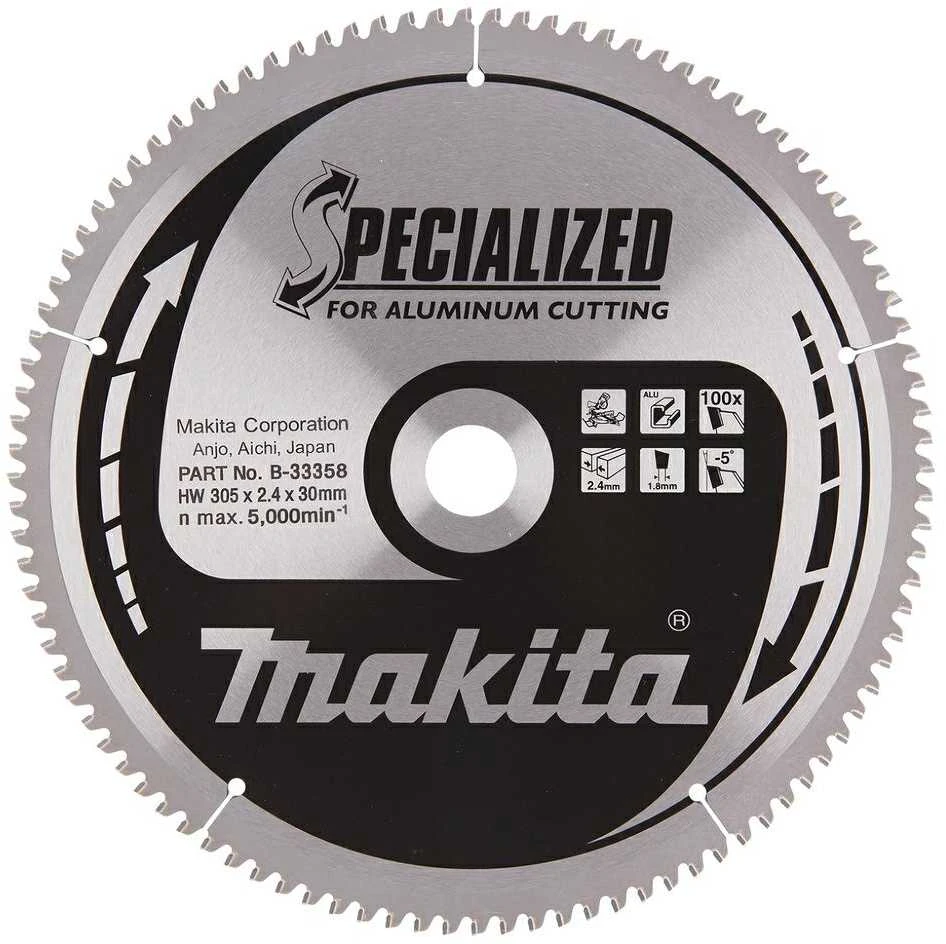 Makita T.C.T. pjūklas SPECIALIZED 305X2.4X30mm -5° T100 B-33358 T.C.T • 305 x30 mm • T100 • -5° • Aliuminiui