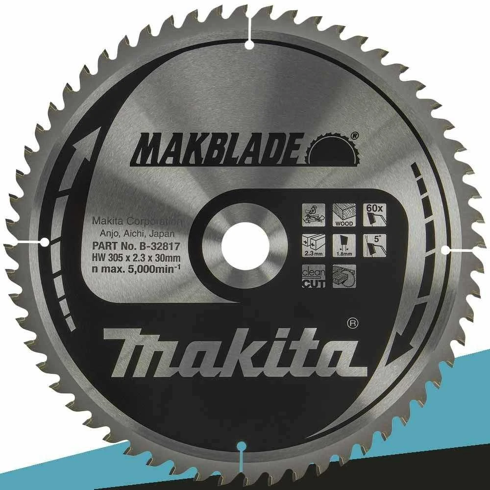 Makita T.C.T. Zāģripa MAKBLADE 305X2.3X30mm 5° T60 B-32817 T.C.T • 305 x30 mm • T60 • 5° • Kokam