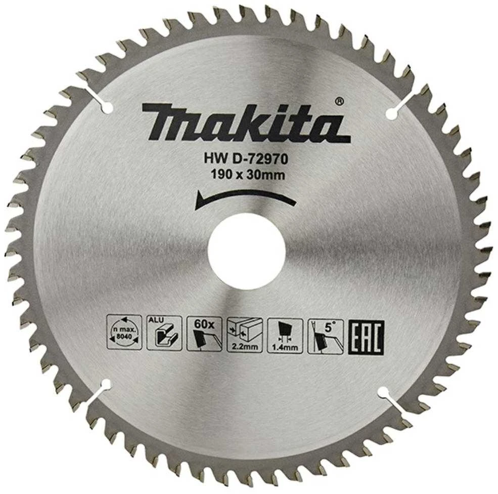 Makita T.C.T. pjūklas 190X2.2X30mm 5° T60 D-72970 T.C.T • 190 x 30/20 mm • 60 T • Aluminio